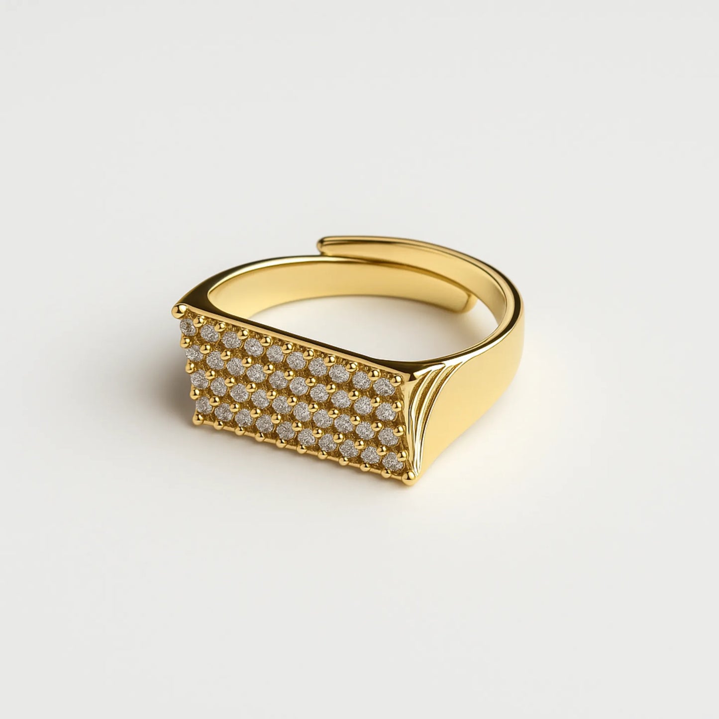 Anillo Rectangular con Circonias (Ajustable)