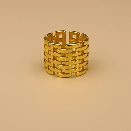 Anillo ancho tejido ajustable