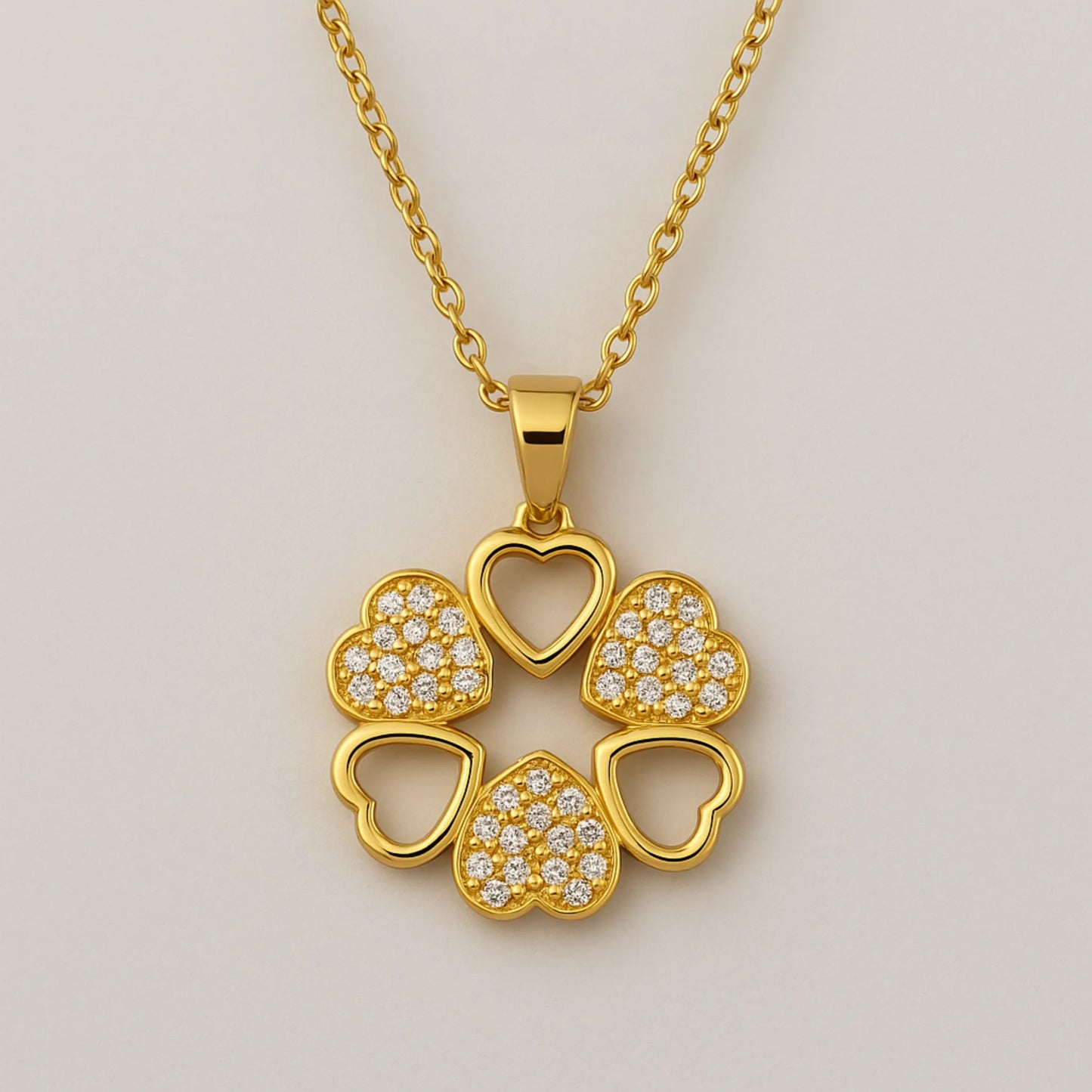 Collar Corazones Flor con Circones