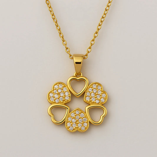 Collar Corazones Flor con Circones